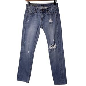 J. CREW WOMEN BLUE DISTRESSED JEANS SIZE 25 100% COTTON